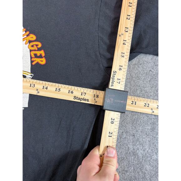 VINTAGE 80s Chuck A Burger Cruisin Shirt Mens Medium Black Single Stitch Tee - Picture 2 of 6